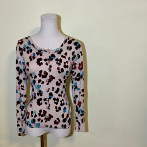 Charlotte Tarantola Women’s Leopard Knit Silk Cardigan, SZ L